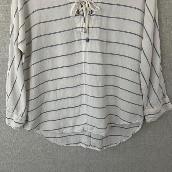 Rails Lily Positano Stripe Linen Tunic Top Size XS White Blue Stripes Flowy - Picture 6 of 11